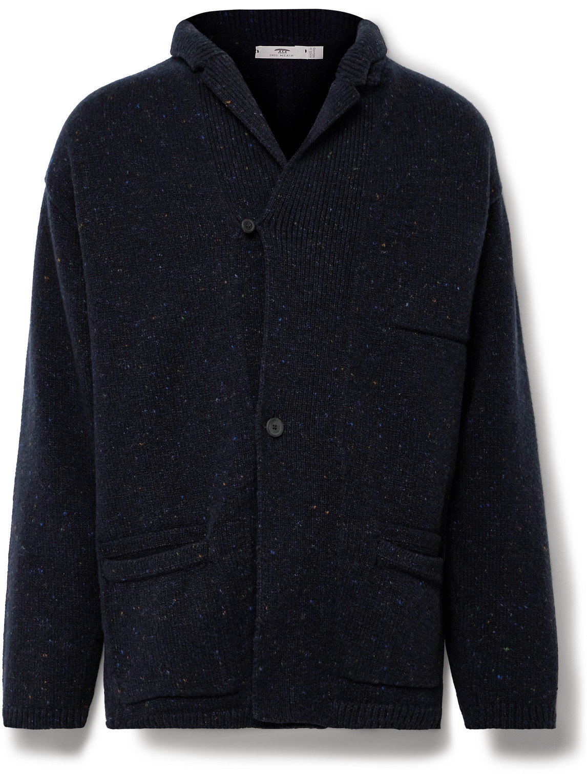 Inis Meain Unstructured Donegal Merino Wool And Cashmere-blend Cardigan In Blue