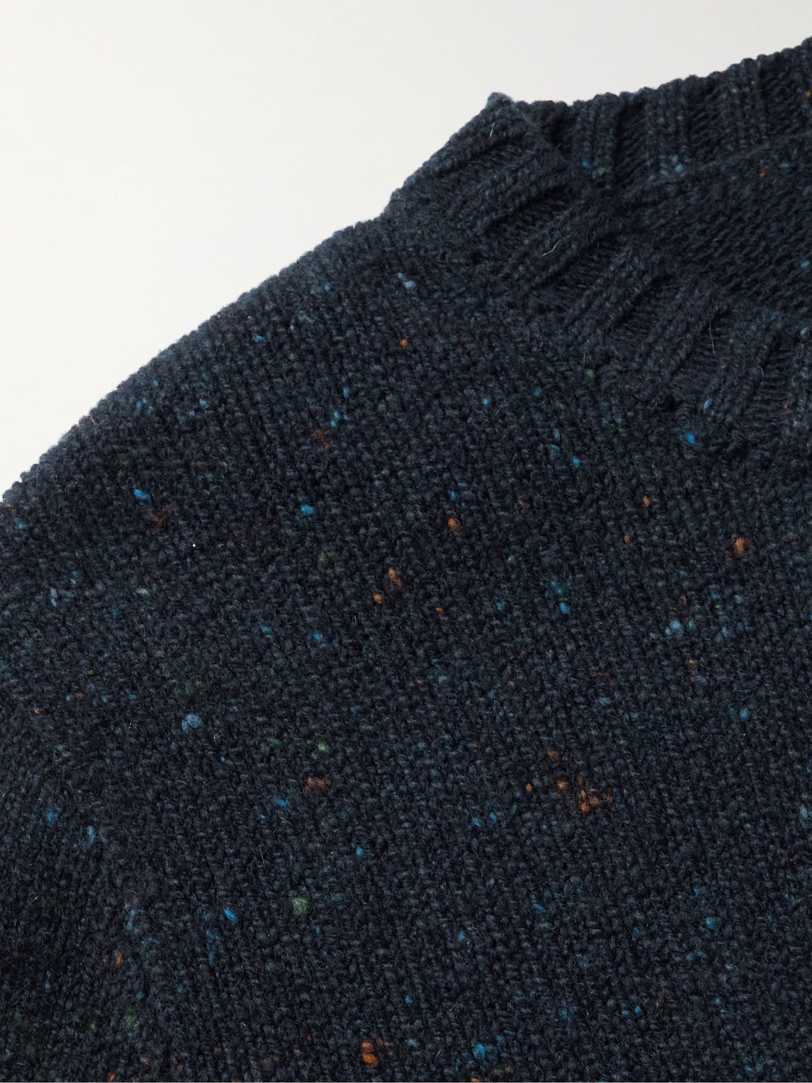 Shop Inis Meain Donegal Merino Wool And Cashmere-blend Sweater In Blue