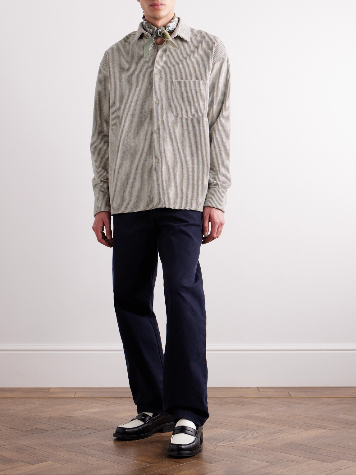 Shop A Kind Of Guise Gusto Tweedy Corduroy Shirt In Neutrals