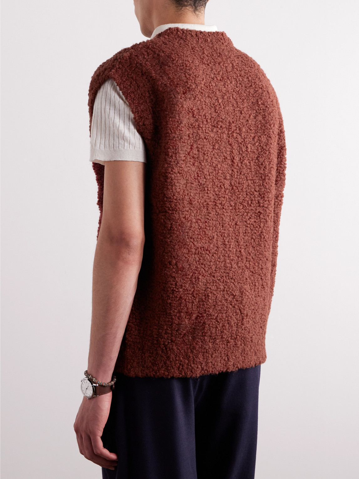 Shop A Kind Of Guise Lundur Wool-blend Bouclé Gilet In Red