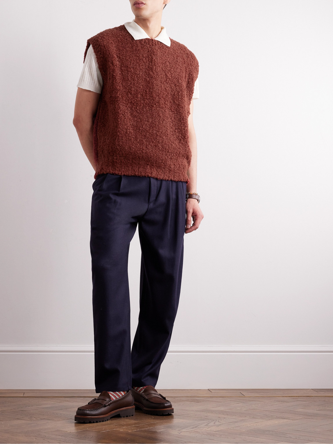 Shop A Kind Of Guise Lundur Wool-blend Bouclé Gilet In Red