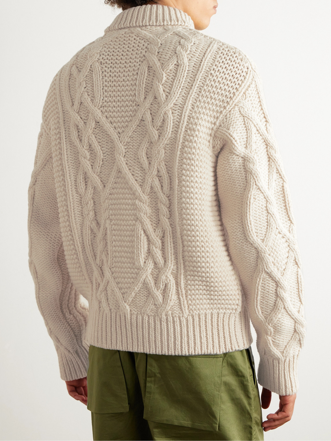 Shop A Kind Of Guise Theo Cable-knit Merino Wool Rollneck Sweater In White