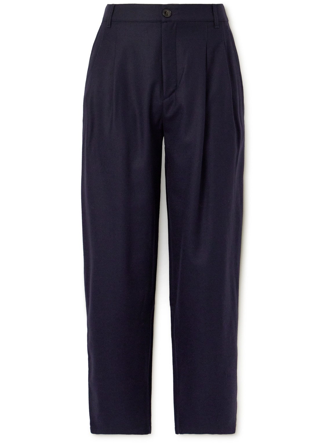 A Kind Of Guise Straight-leg Pleated Stretch-wool Flannel Trousers In Blue