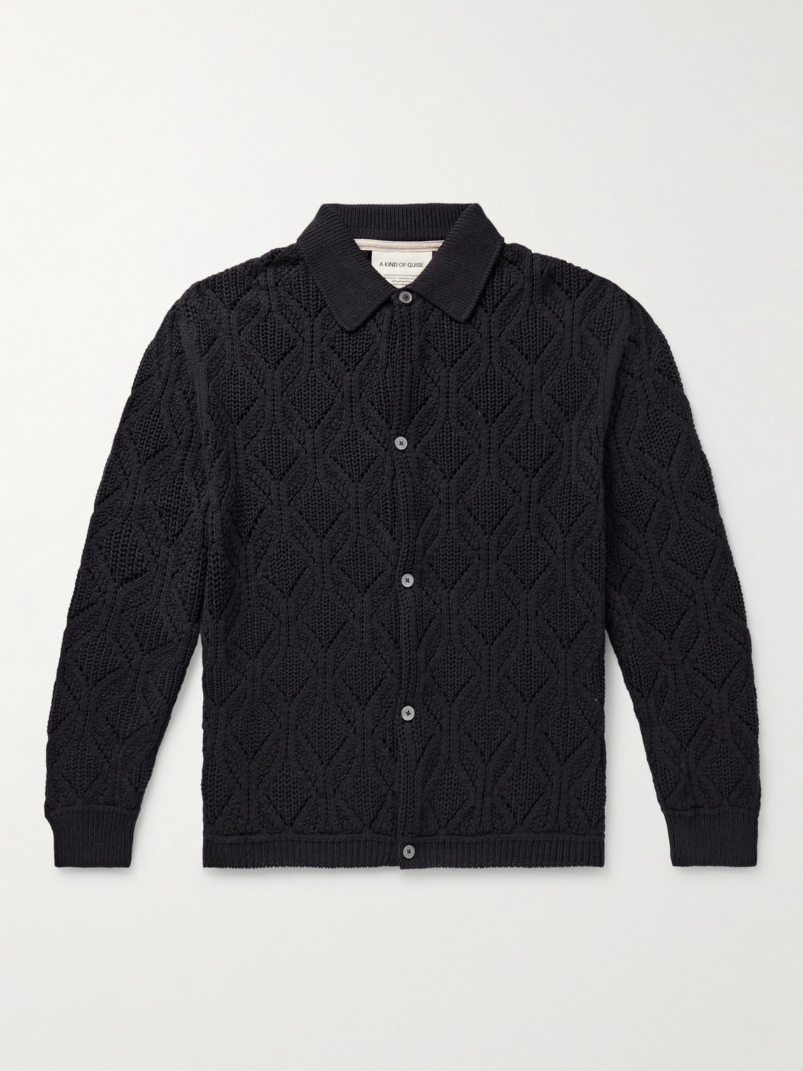 A Kind Of Guise Per Knit Merino Wool And Organic Cotton-blend Cardigan In Blue