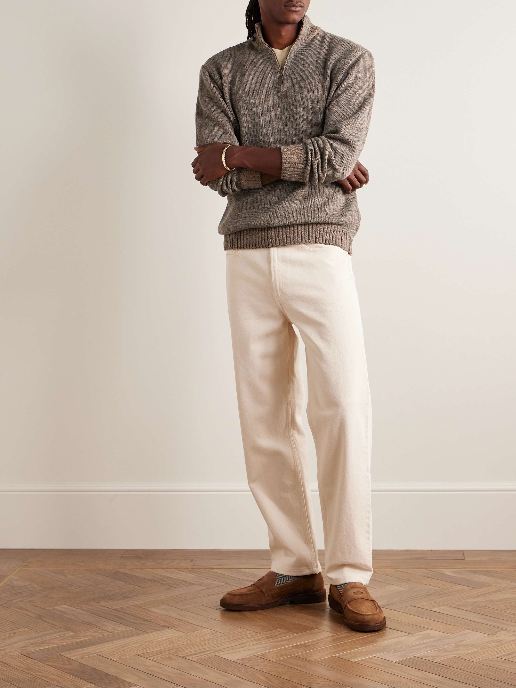 Alpaca, Merino Wool, Cashmere and Silk-Blend Half-Zip Sweater