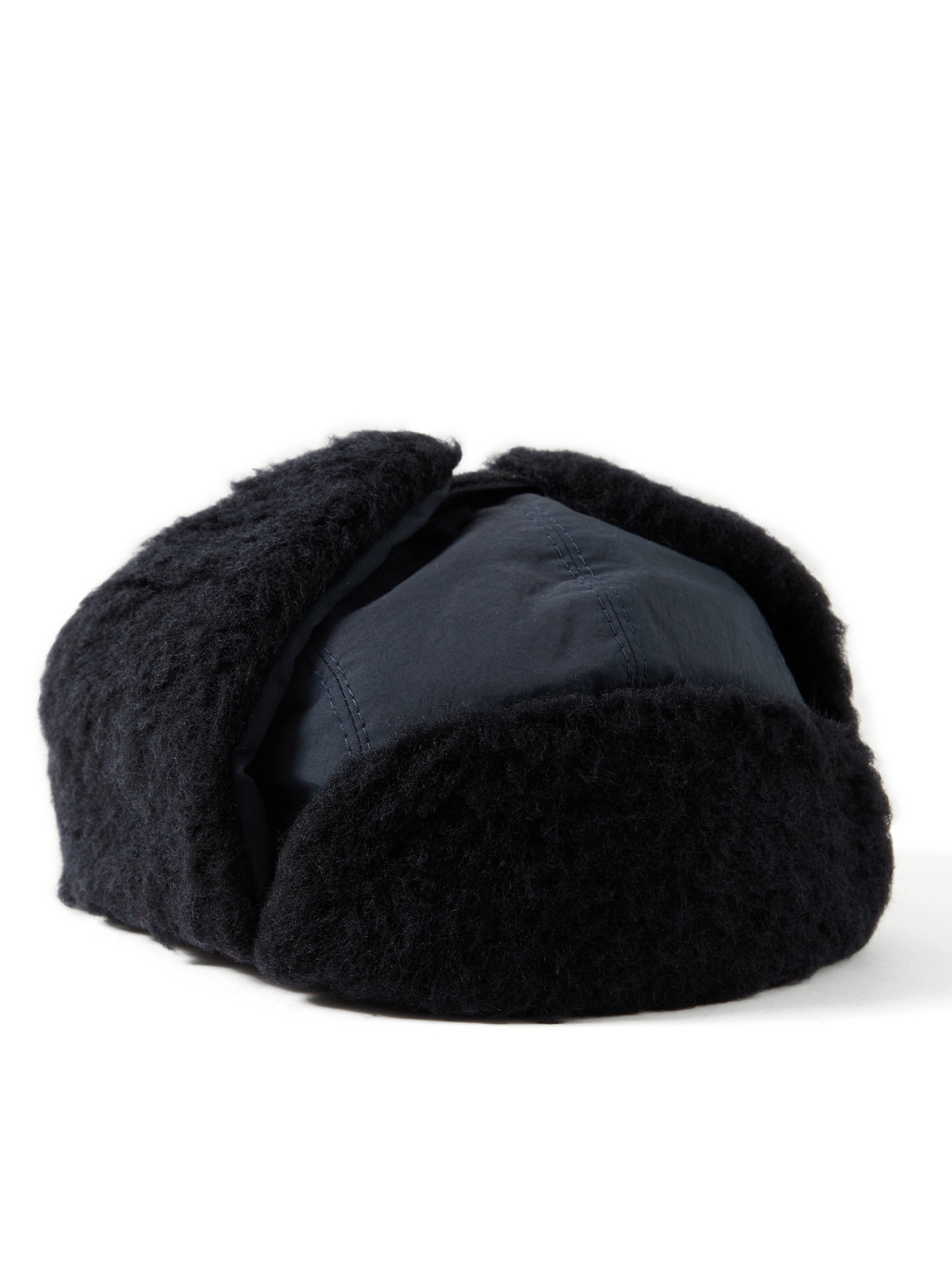 A Kind Of Guise Khoni Recycled-nylon And Wool And Cotton-blend Fleece Trapper Hat In Blue