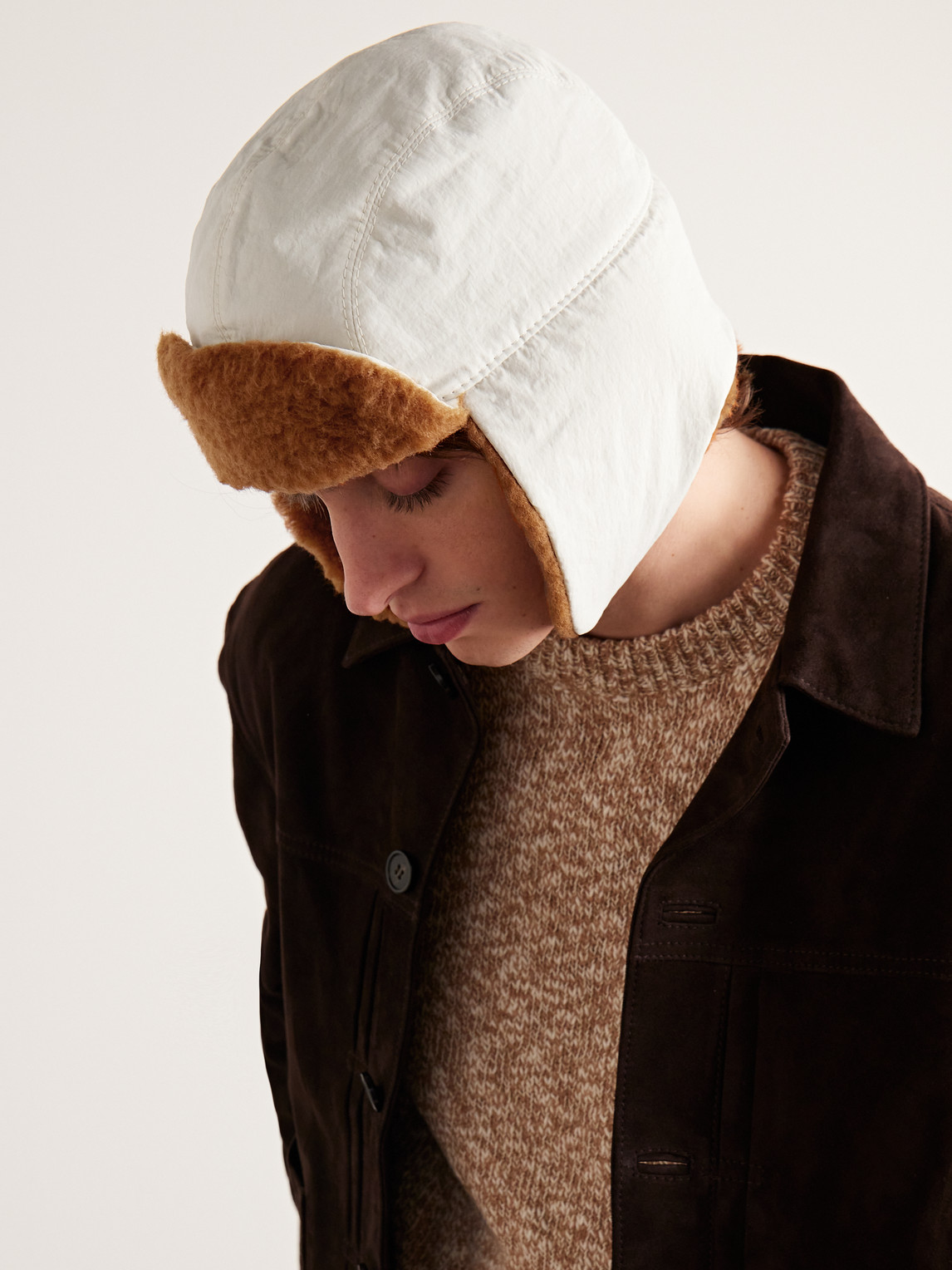 Shop A Kind Of Guise Khoni Recycled-nylon And Wool And Cotton-blend Fleece Trapper Cap In White