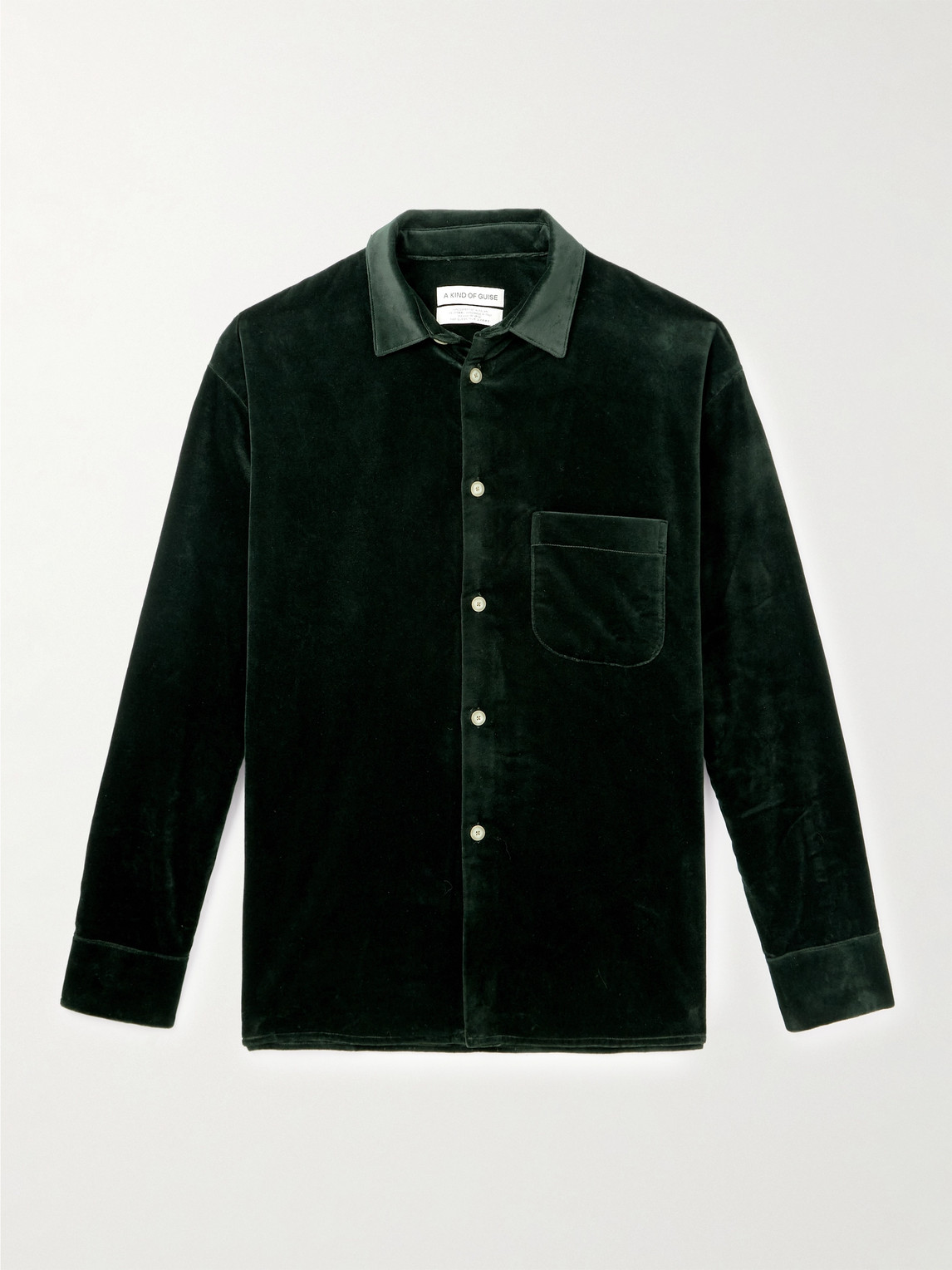 A Kind Of Guise Gusto Cotton-velvet Shirt In Green