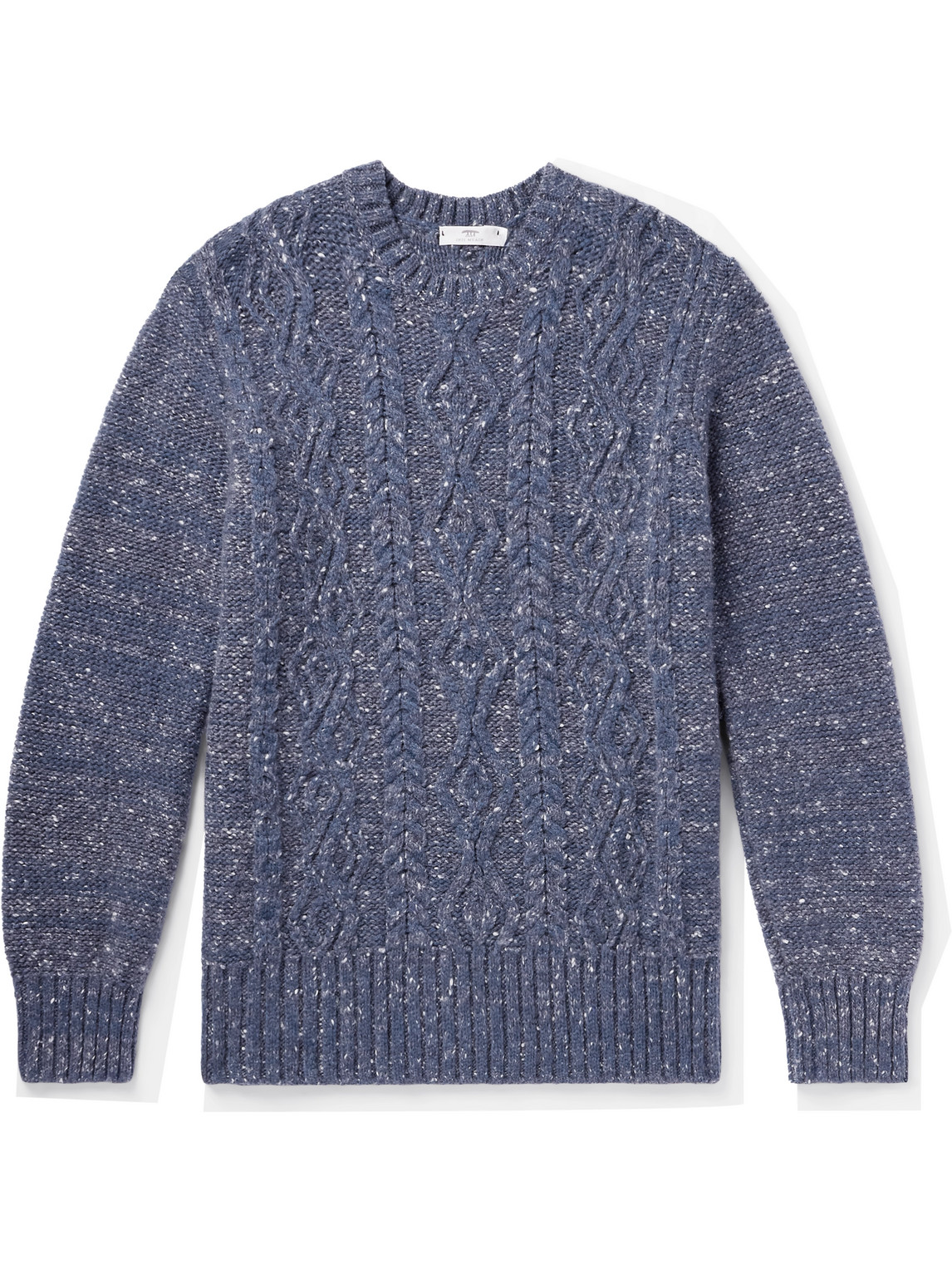 Inis Meain Aran Cable-knit Cashmere Sweater In Blue