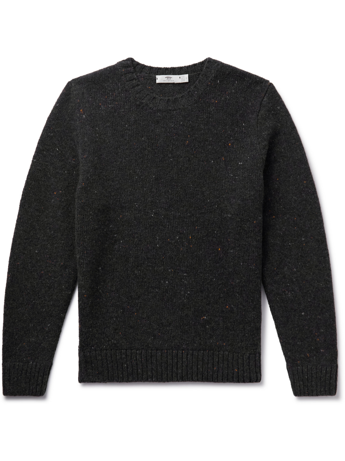 Inis Meain Donegal Merino Wool And Cashmere-blend Jumper In Grey