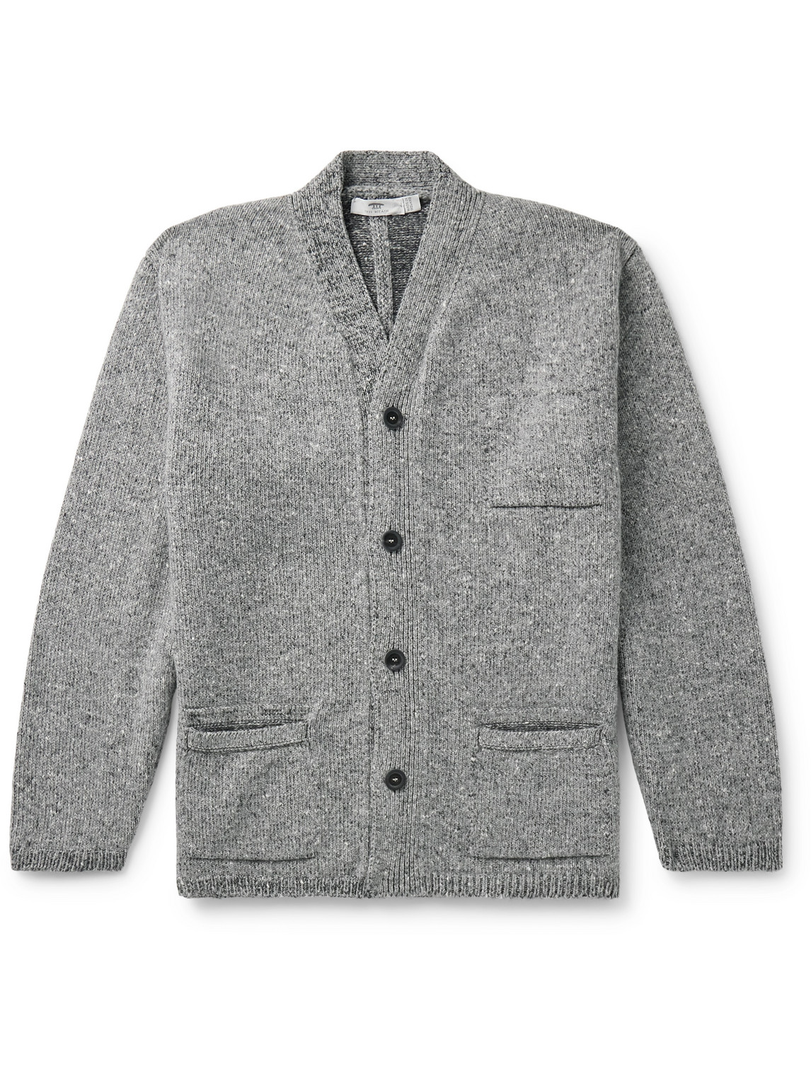 Inis Meain Oversized Donegal Merino Wool And Cashmere-blend Cardigan In Gray