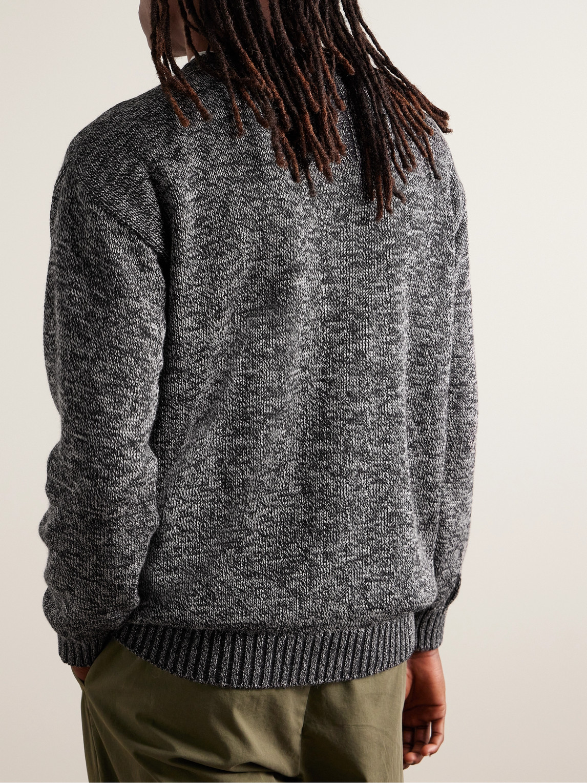 Shop Inis Meain Alpaca, Merino Wool, Cashmere And Silk-blend Sweater In Gray