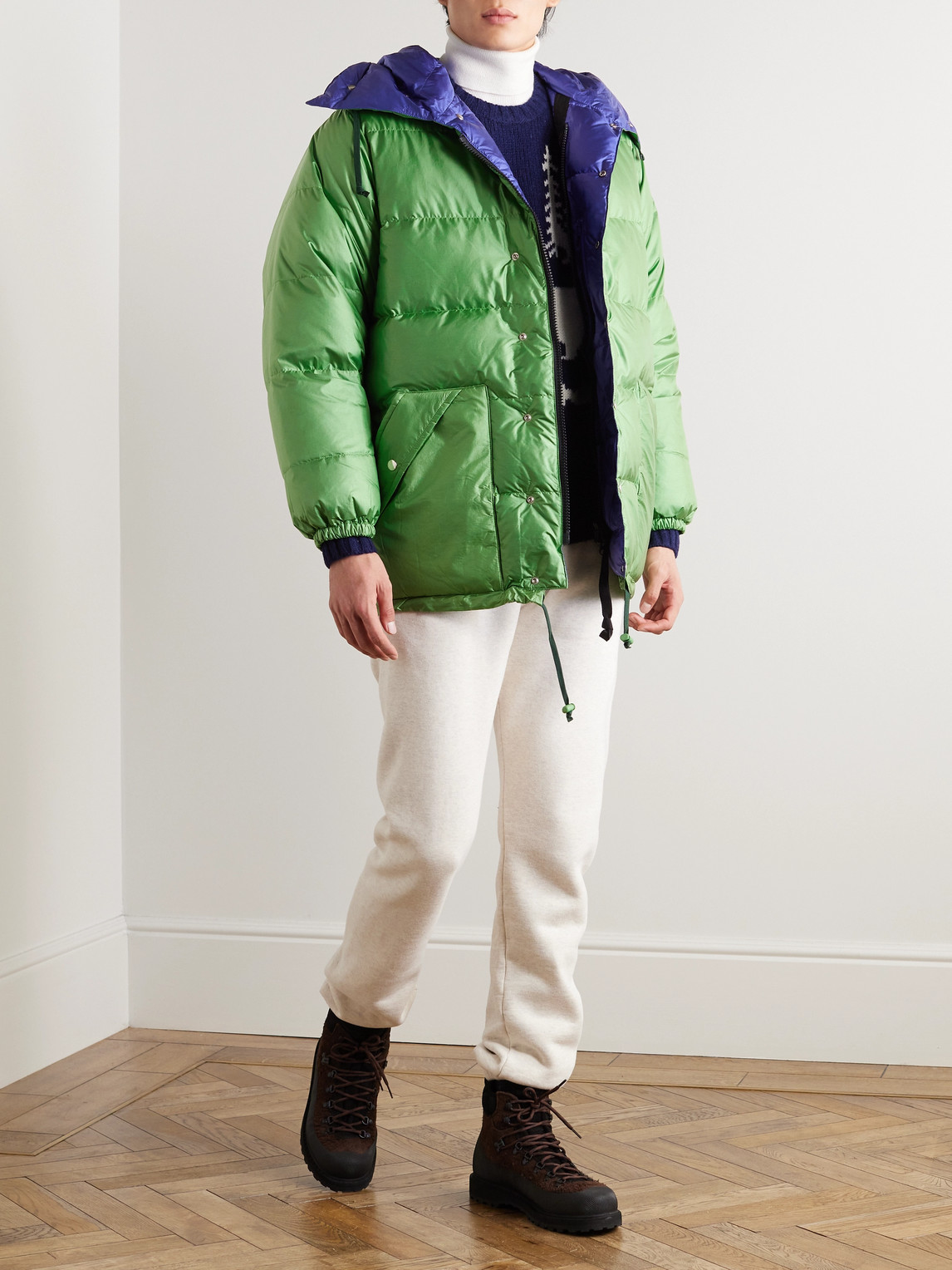 Shop Beams Expedition Quilted Shell Hooded Down Parka In Green