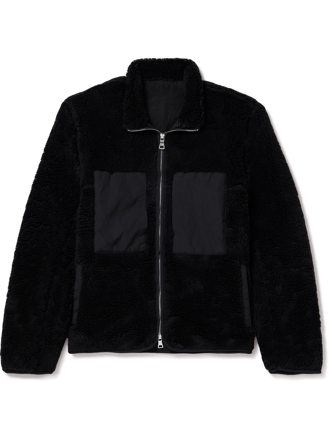 Mr P Shell-trimmed Fleece Jacket In Black