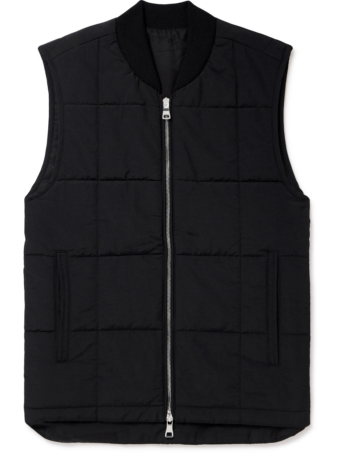 Mr P Quilted Shell Gilet In Black