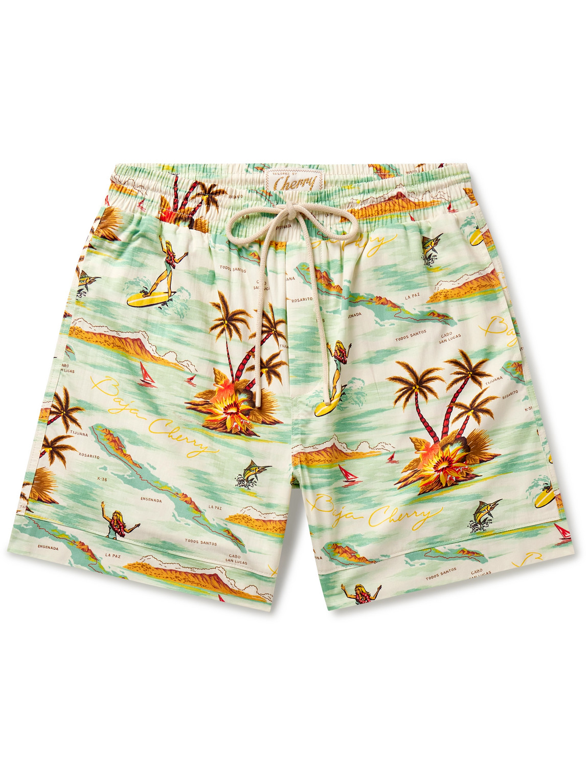 Baja Straight-Leg Printed Cotton-Twill Drawstring Shorts