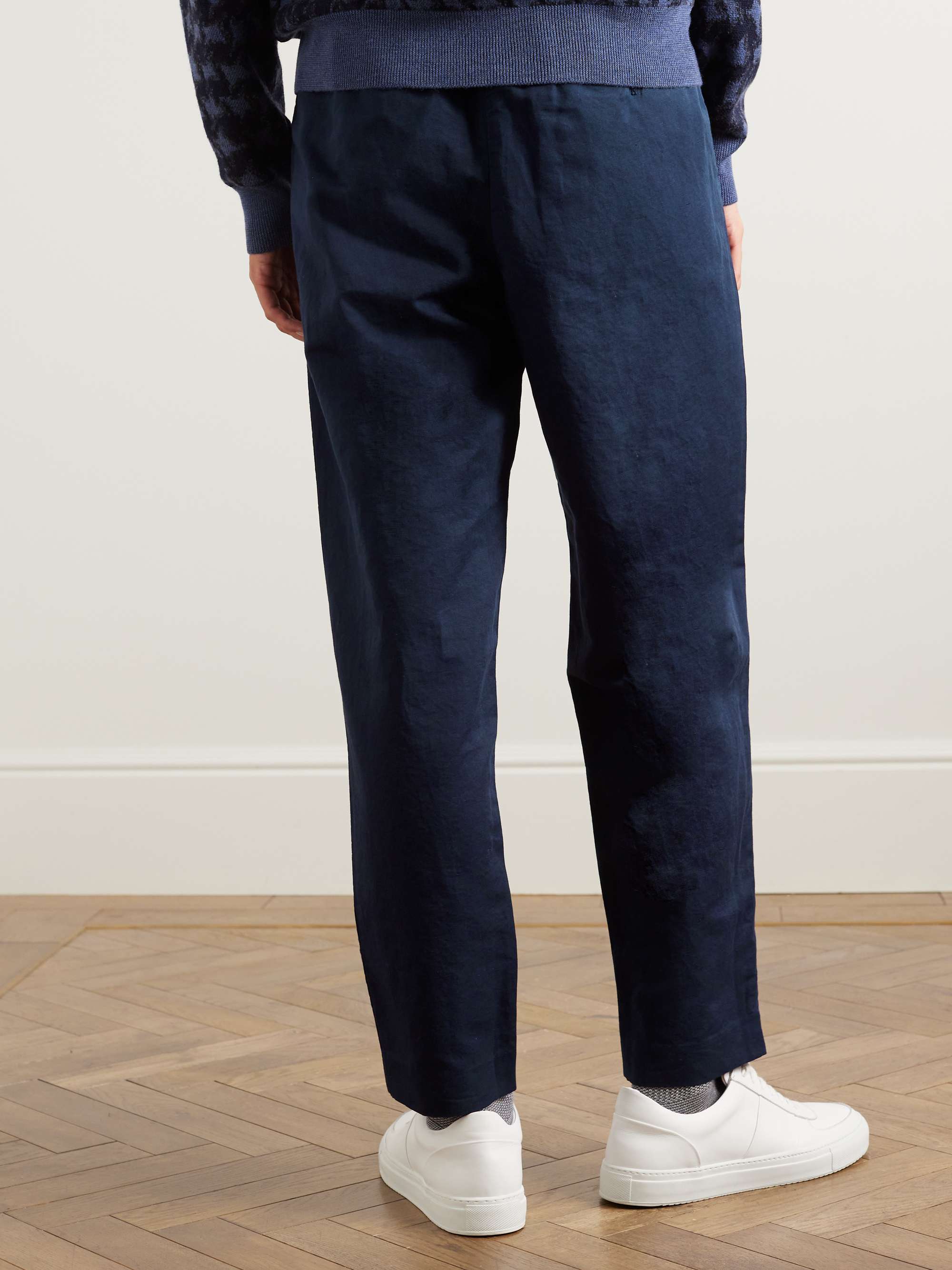 MR P. James Tapered Cotton and Linen-Blend Twill Drawstring Trousers ...