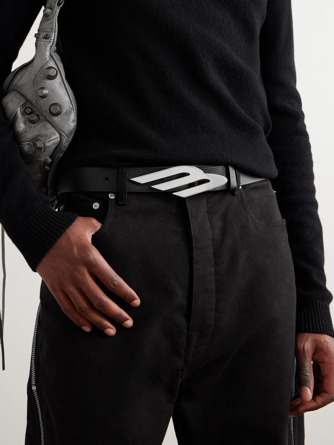 Shop Balenciaga 3.5cm Logo-embellished Textured-leather Belt In Black