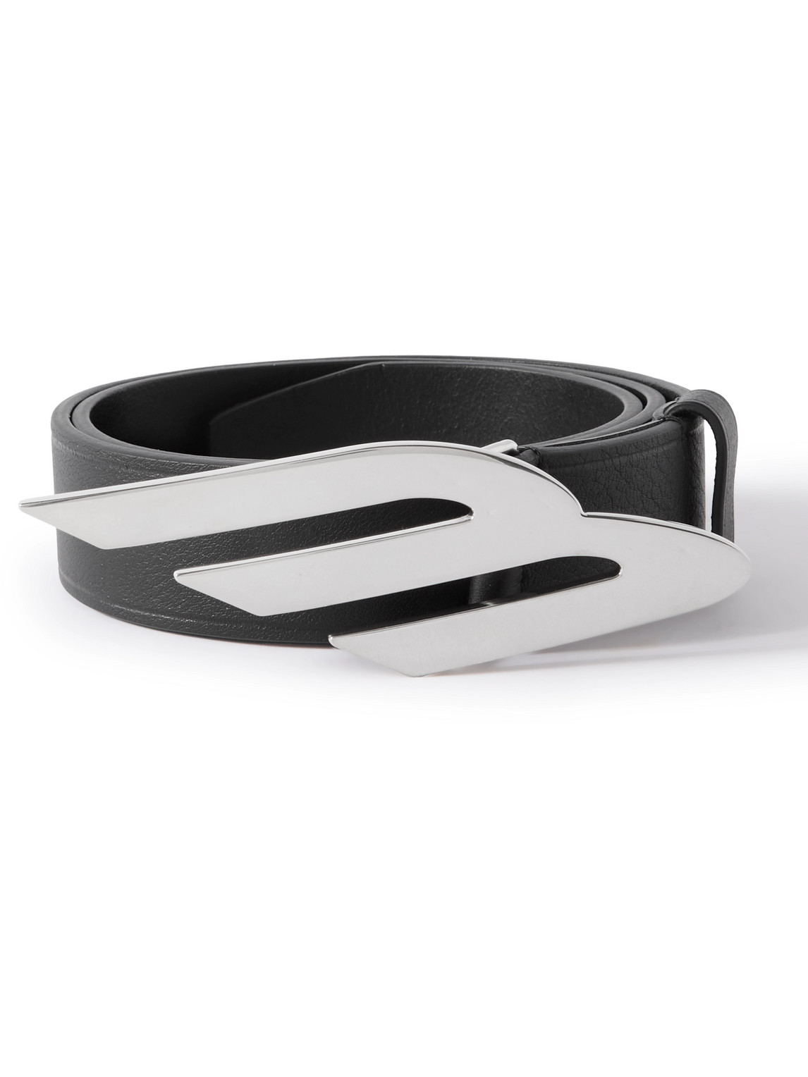 Balenciaga 3.5cm Logo-embellished Textured-leather Belt In Black