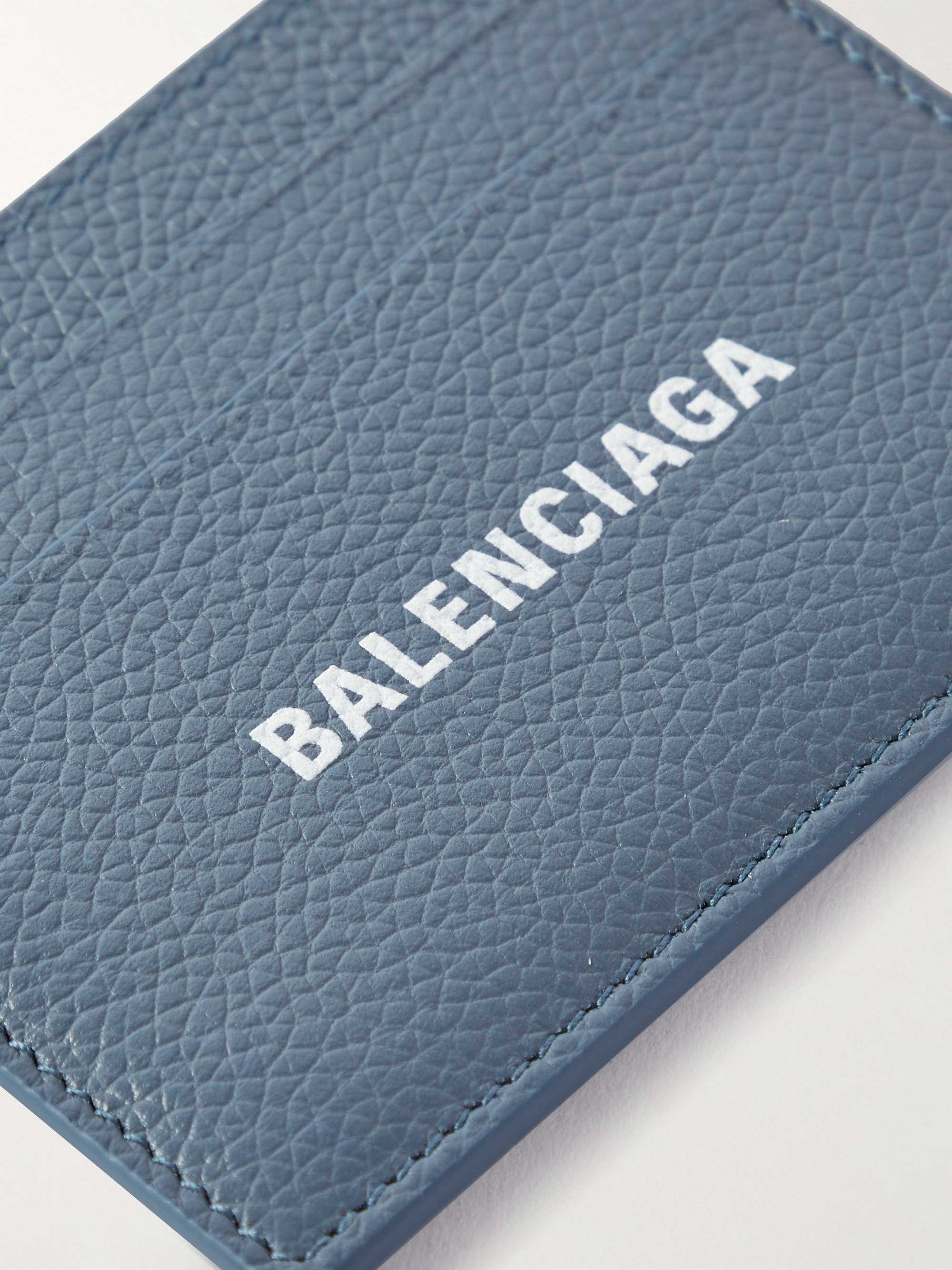 BALENCIAGA Logo-Print Full-Grain Leather Cardholder for Men