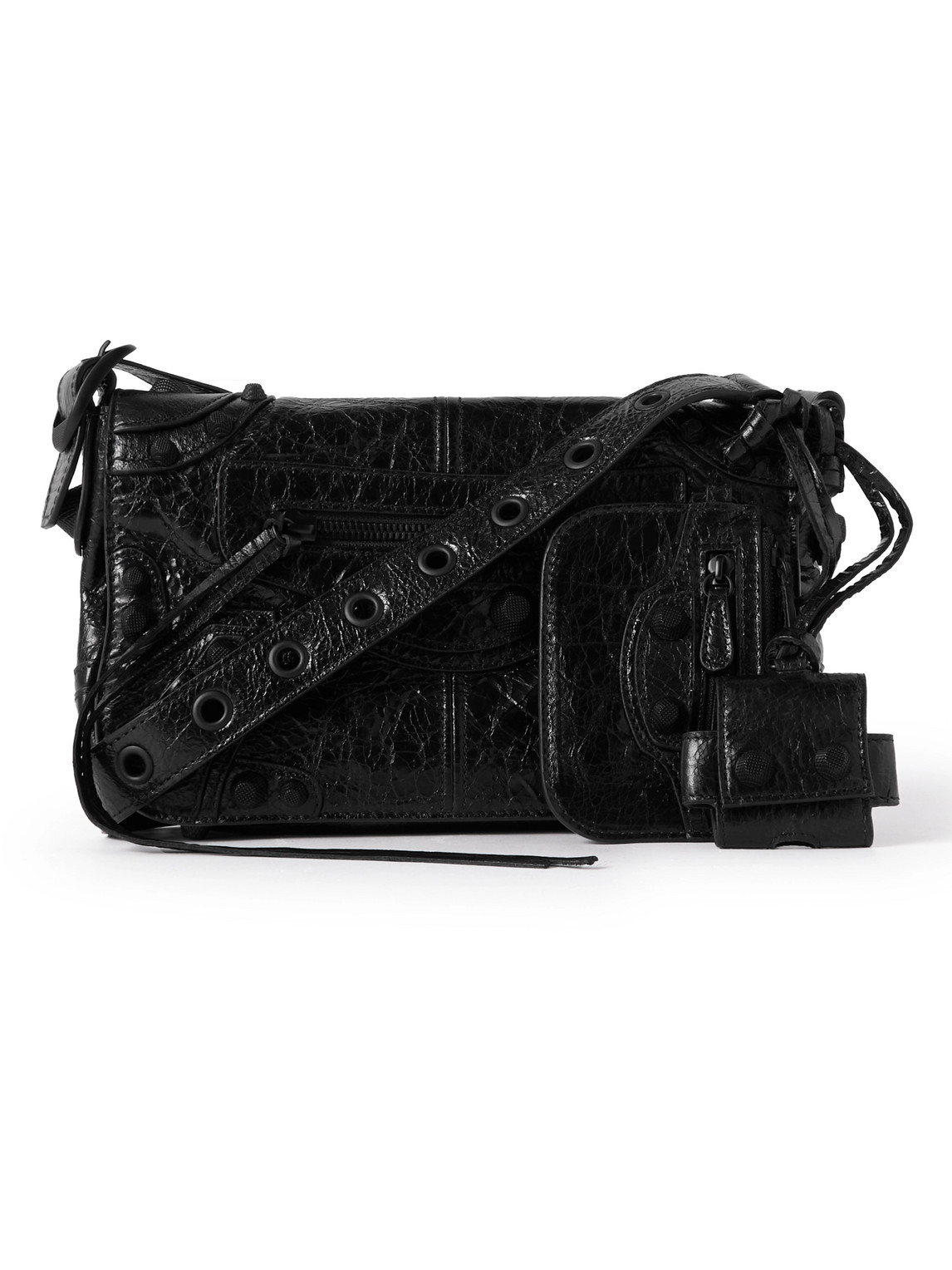 Balenciaga Le Cagole Croc-effect Leather Messenger Bag In Black