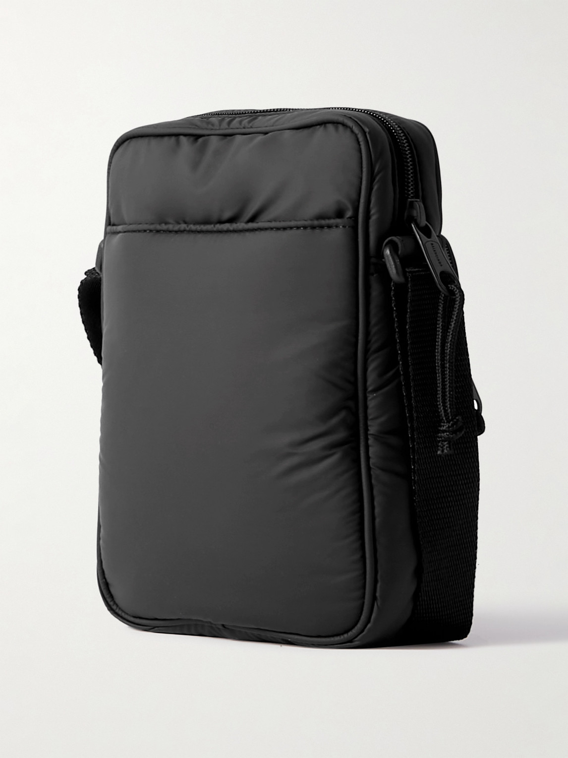 Shop Balenciaga Explorer Logo-appliquéd Padded Nylon Messenger Bag In Black