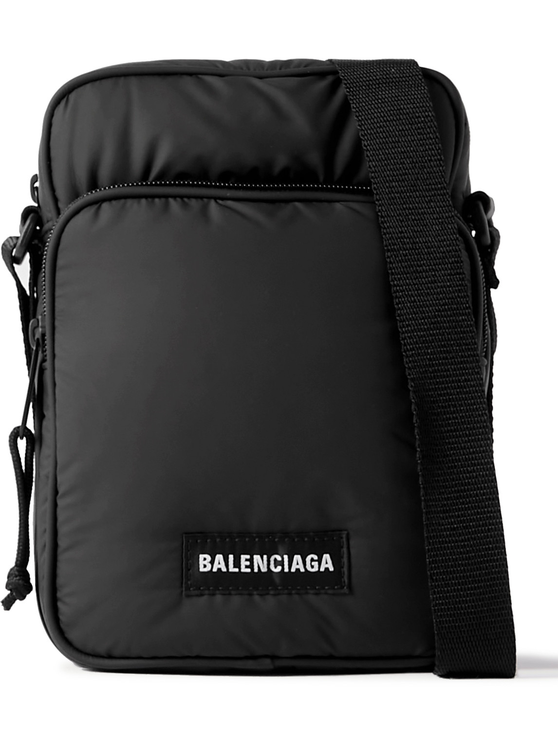 Balenciaga Explorer Logo-appliquéd Padded Nylon Messenger Bag In Black