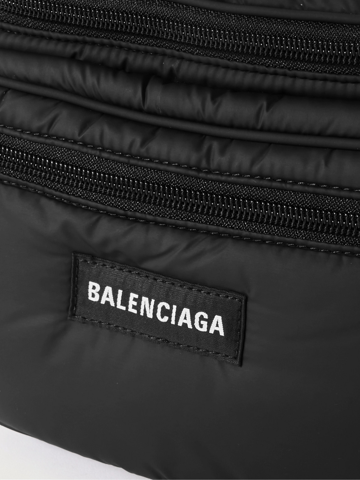 Shop Balenciaga Explorer Logo-appliquéd Nylon Belt Bag In Black