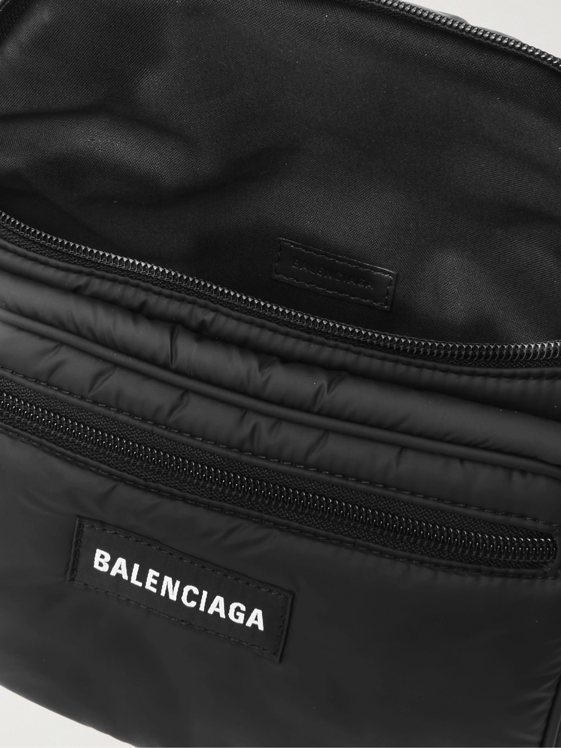 Shop Balenciaga Explorer Logo-appliquéd Nylon Belt Bag In Black