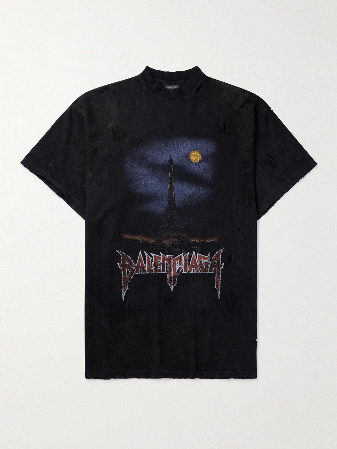 Balenciaga Oversized Distressed Printed Cotton-jersey T-shirt