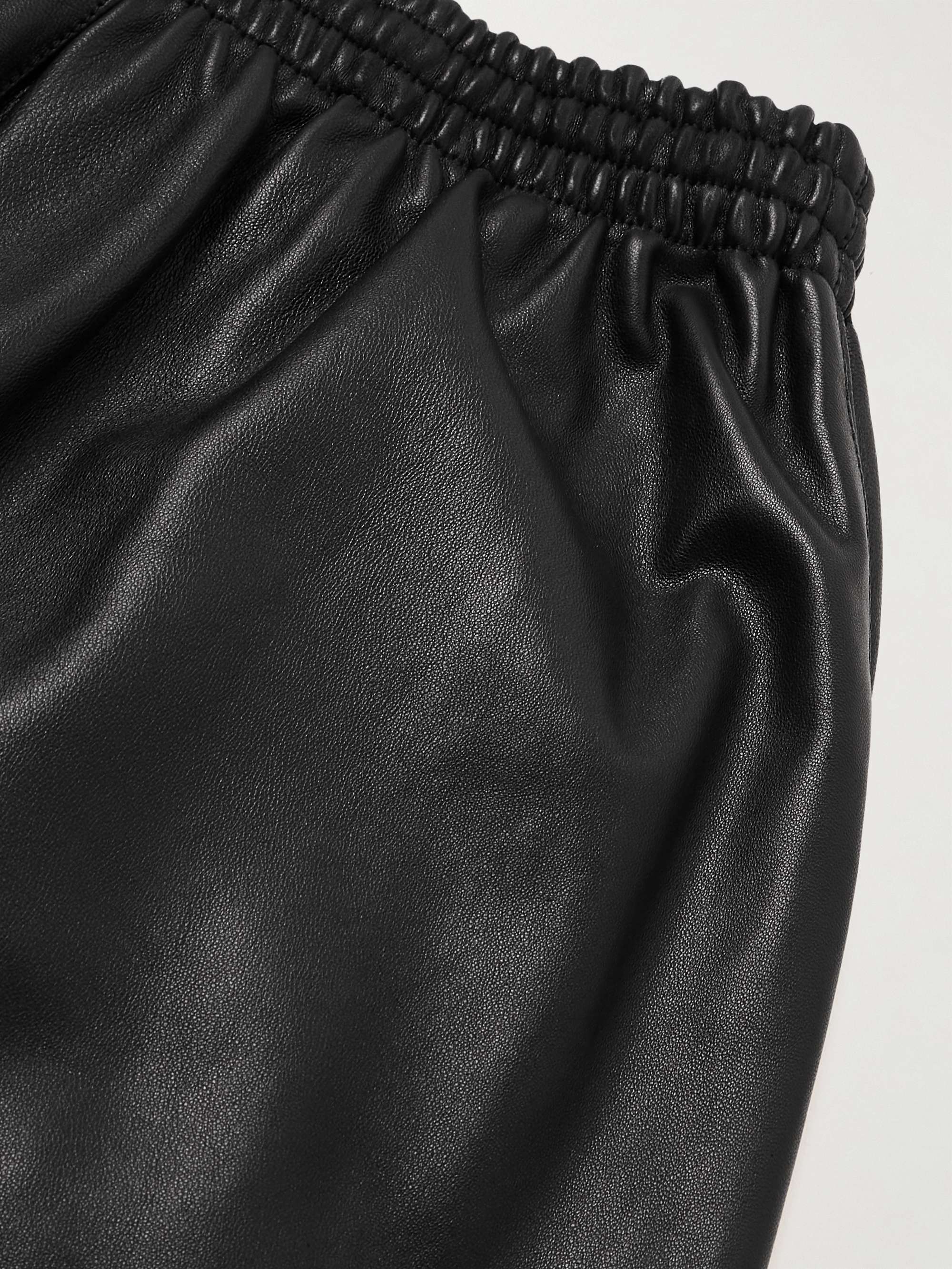 BALENCIAGA Straight-Leg Striped Leather Sweatpants