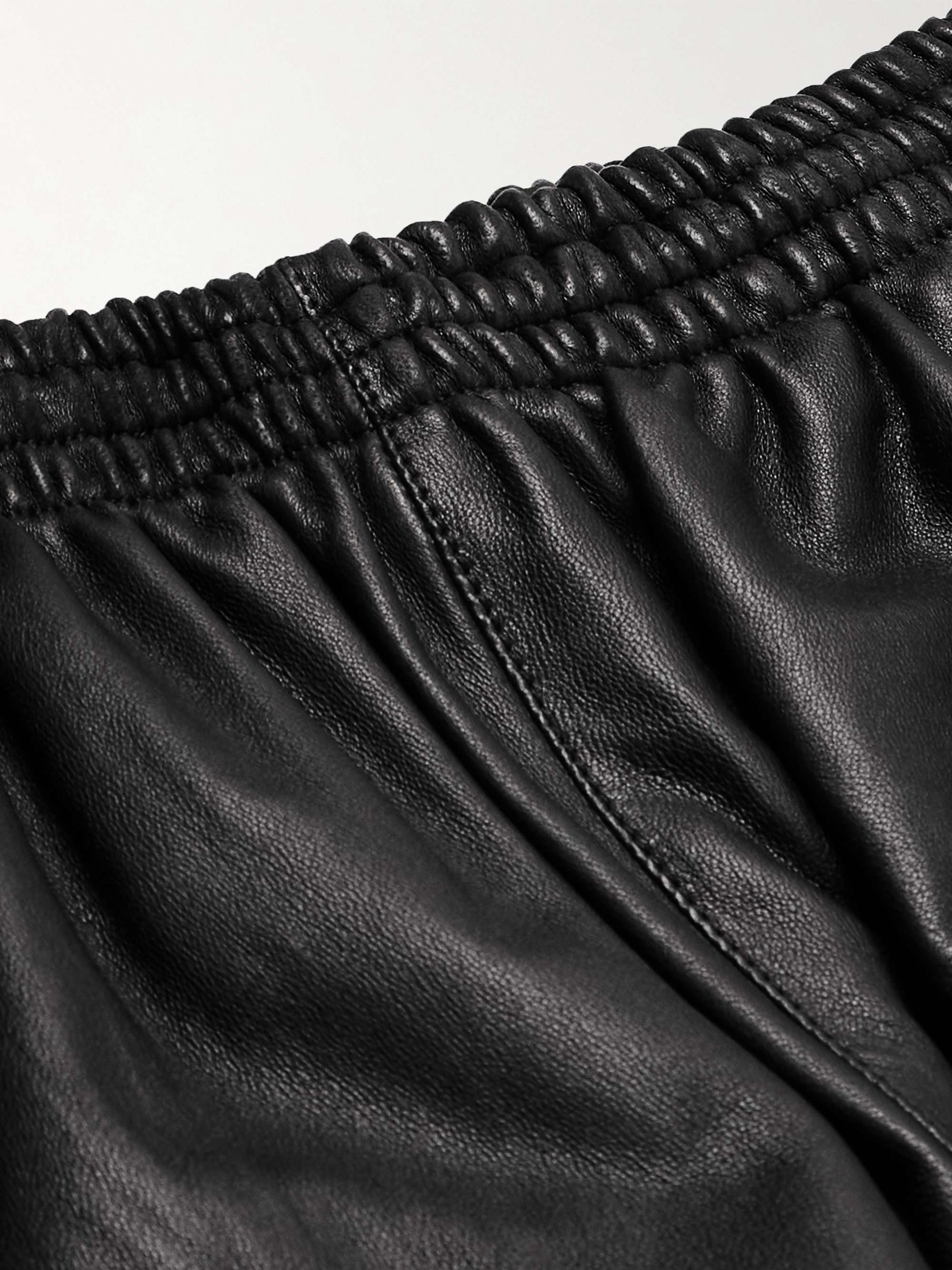 BALENCIAGA Straight-Leg Striped Leather Sweatpants