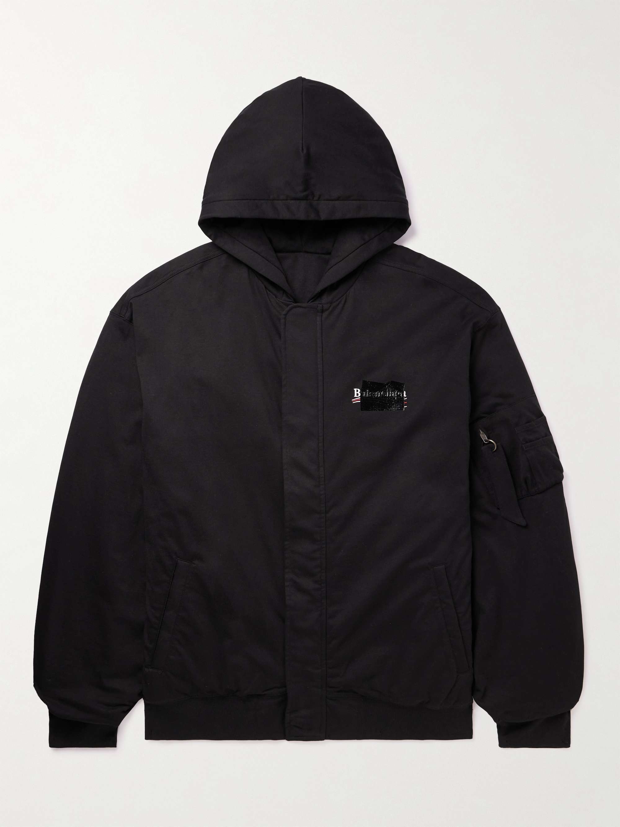 BALENCIAGA Oversized Padded Cotton-Jersey Hooded Bomber Jacket | MR PORTER