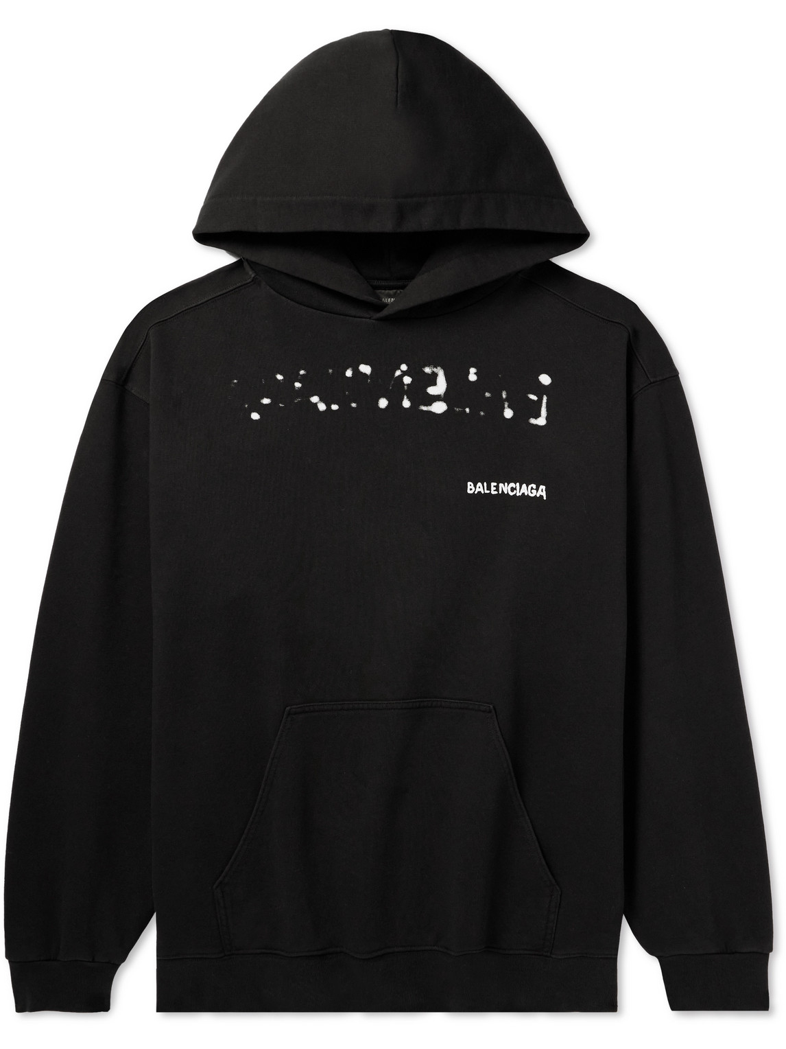 Shop Balenciaga Logo-print Cotton-jersey Hoodie In Black