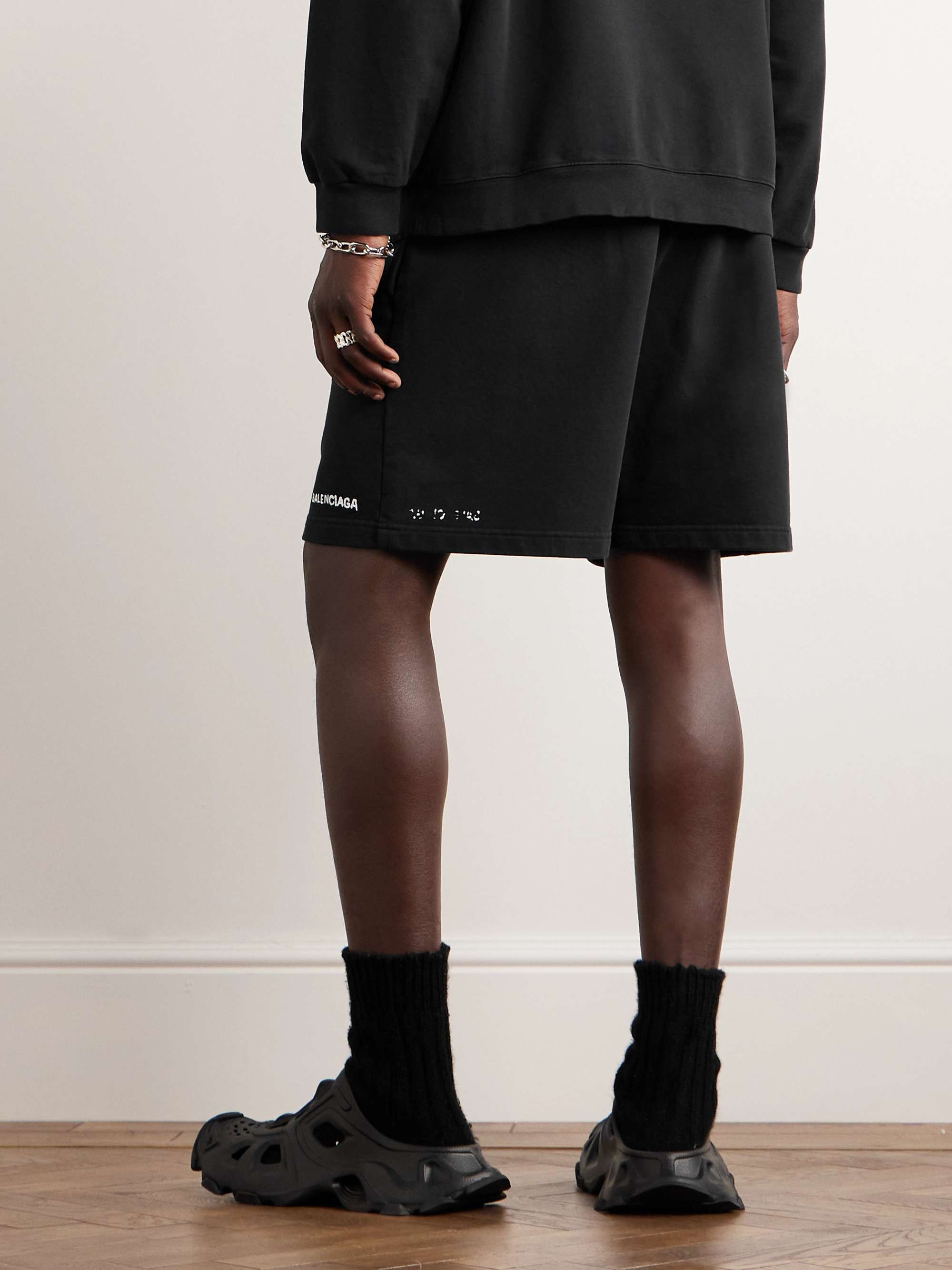BALENCIAGA Straight-Leg Logo-Print Cotton-Jersey Shorts | MR PORTER