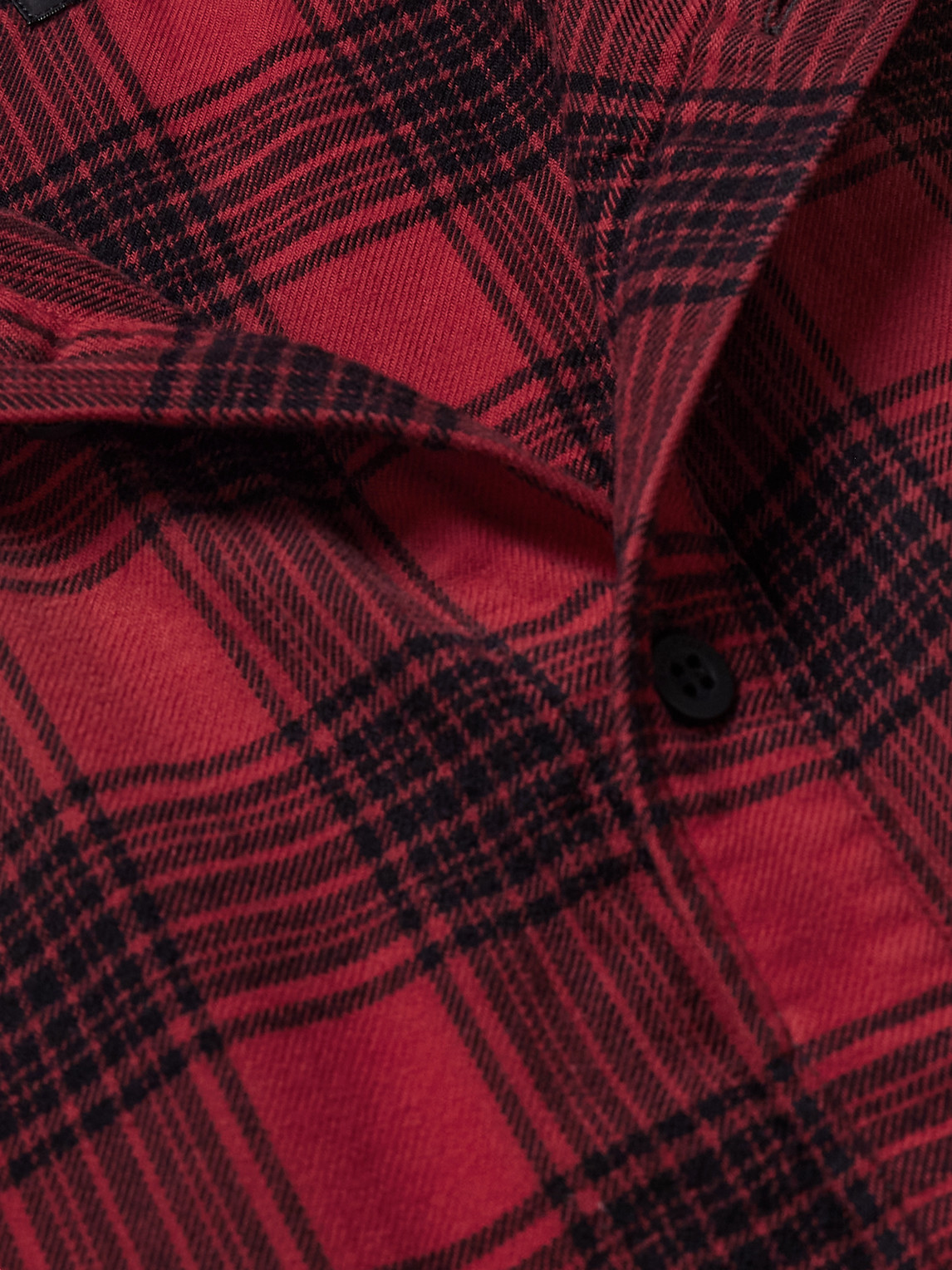 Shop Balenciaga Checked Jersey-trimmed Cotton-flannel Hooded Shirt In Red