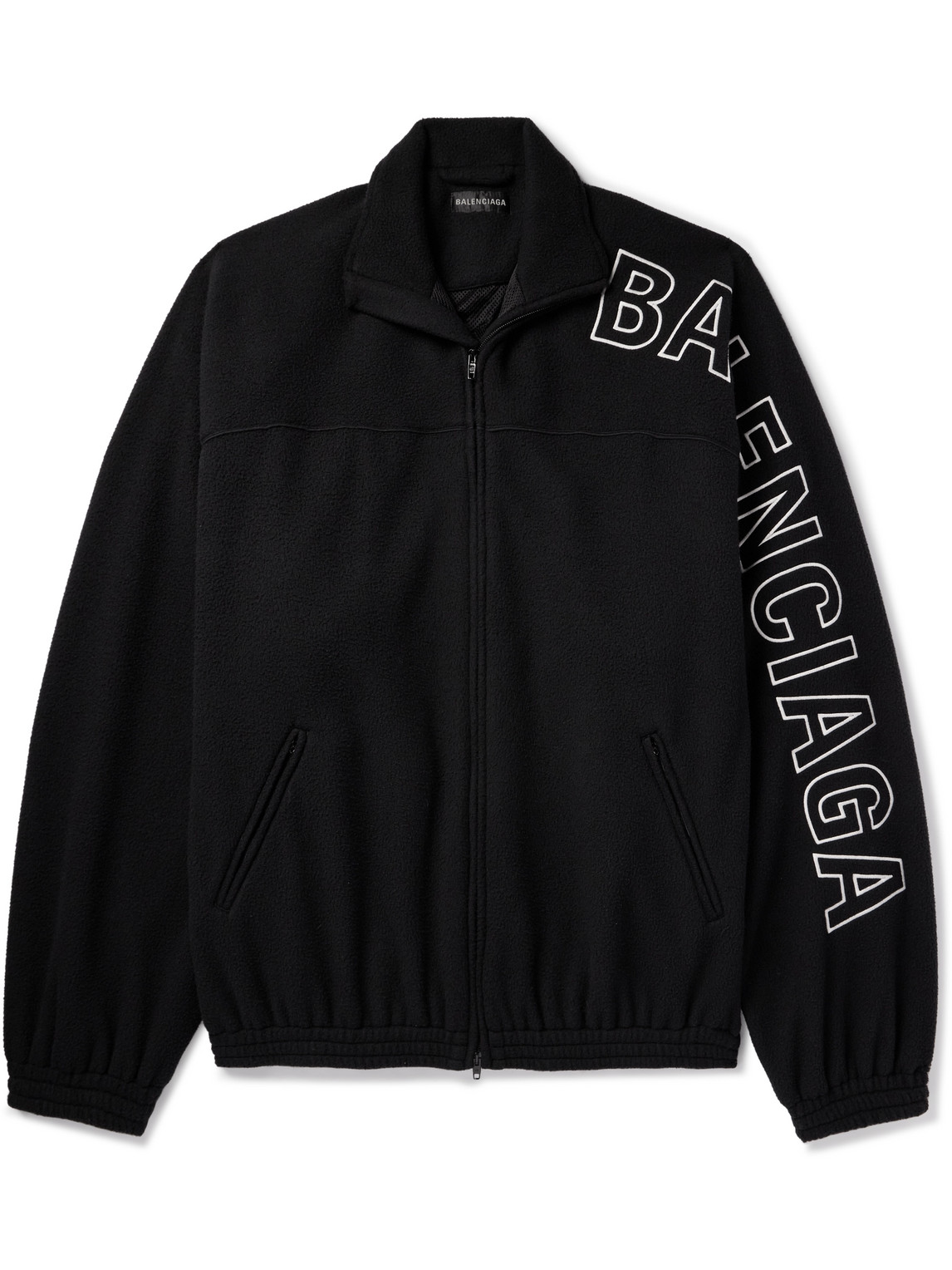 Shop Balenciaga Oversized Logo-appliquéd Fleece Track Jacket In Black