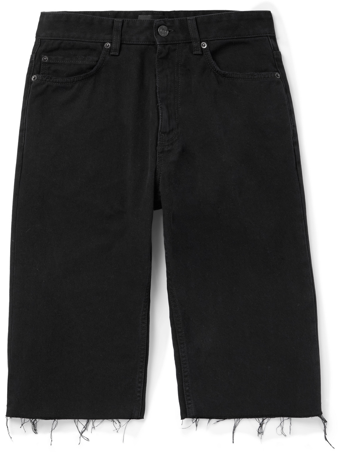 Balenciaga Slim-fit Straight-leg Distressed Denim Shorts In Black
