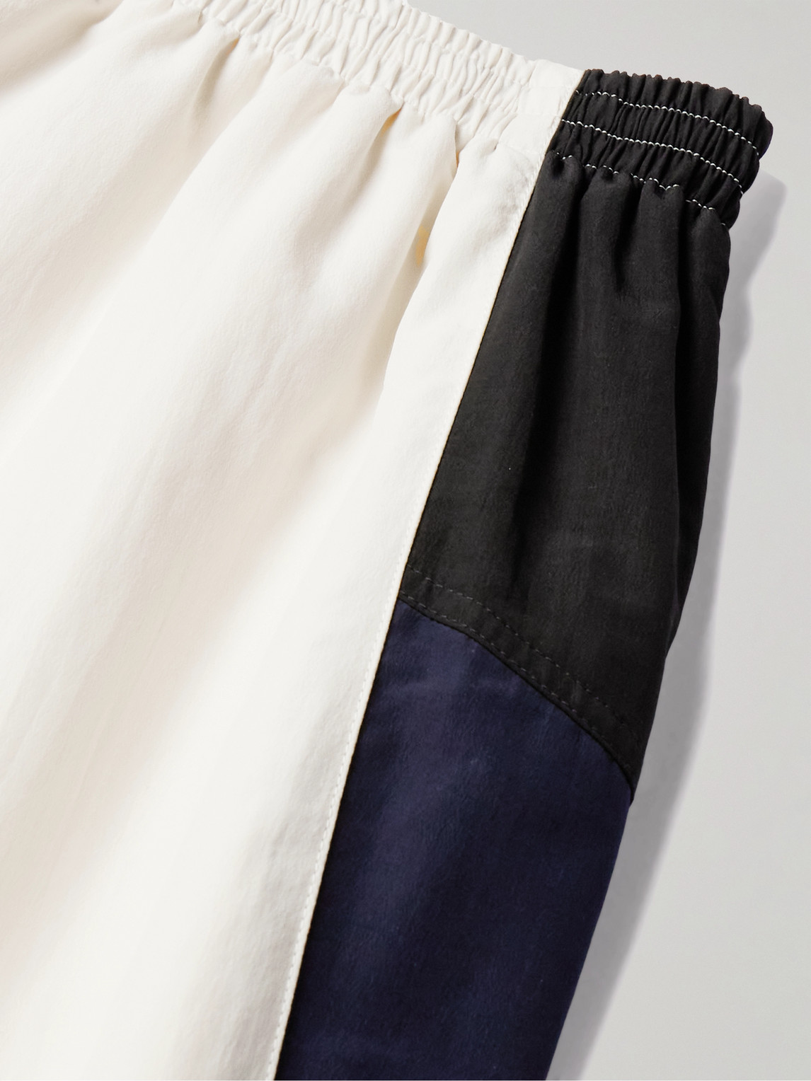 Shop Balenciaga Wide-leg Colour-block Cotton-blend Shell Track Pants In White