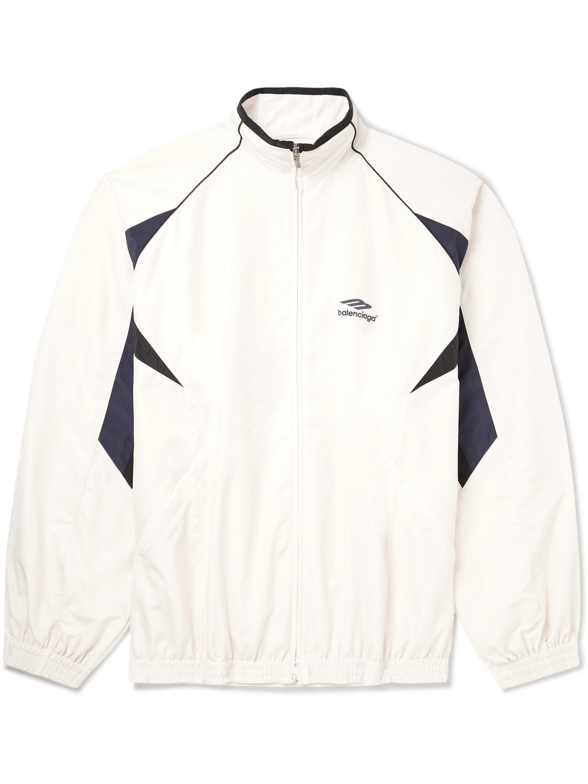 Balenciaga Oversized Logo embroidered Panelled Shell Track Jacket In White ModeSens