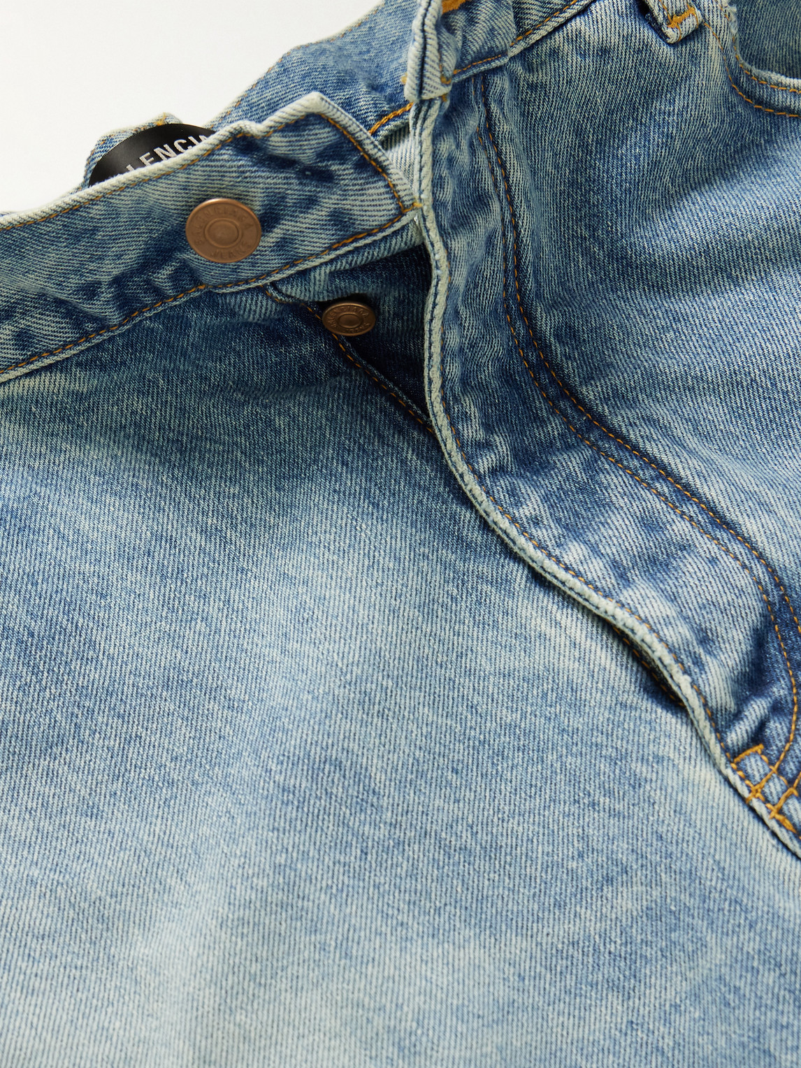 Shop Balenciaga Wide-leg Distressed Jeans In Blue