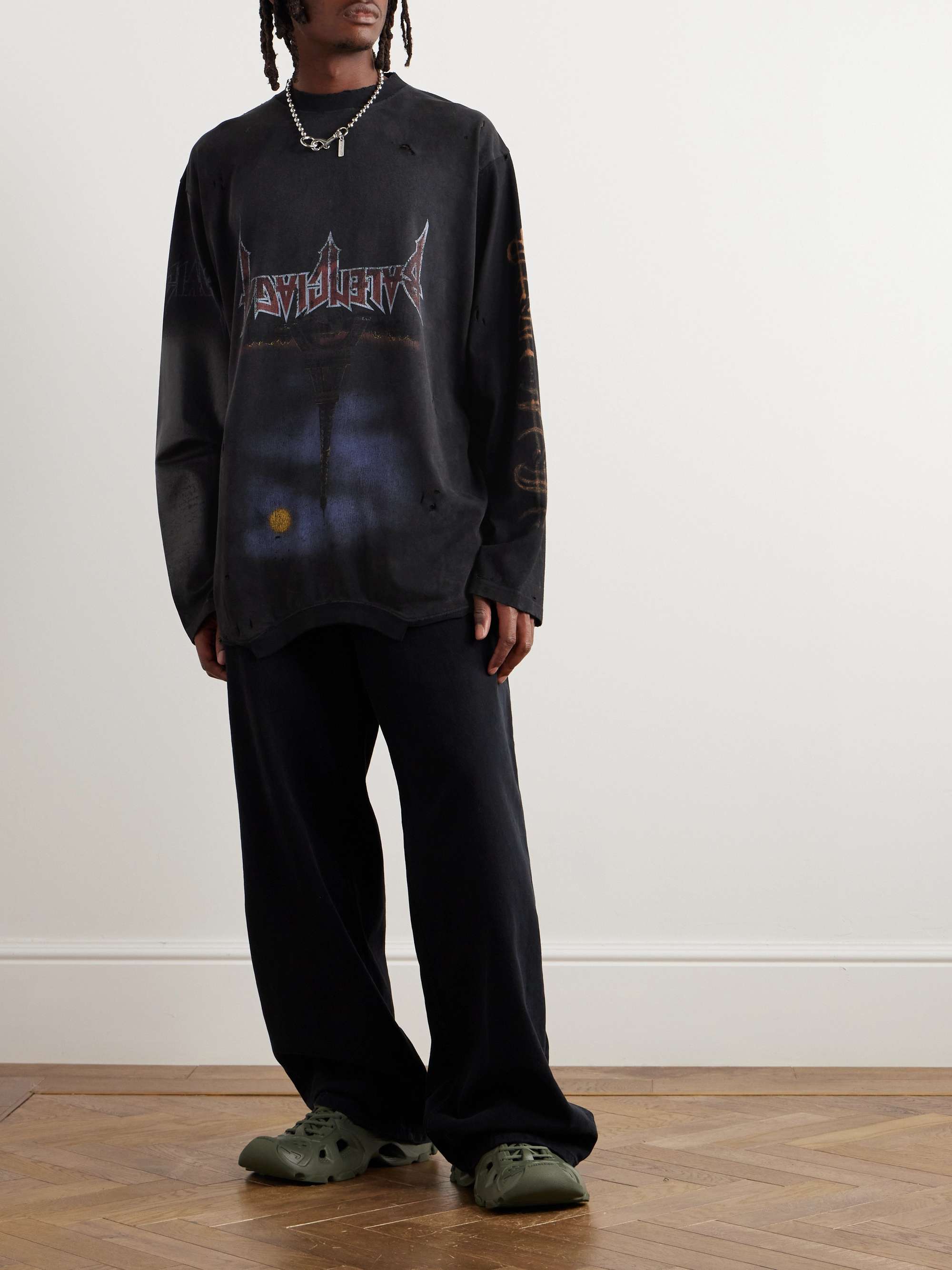 Balenciaga Skater T-Shirt Oversized - Black - Unisex - 2 - Cotton