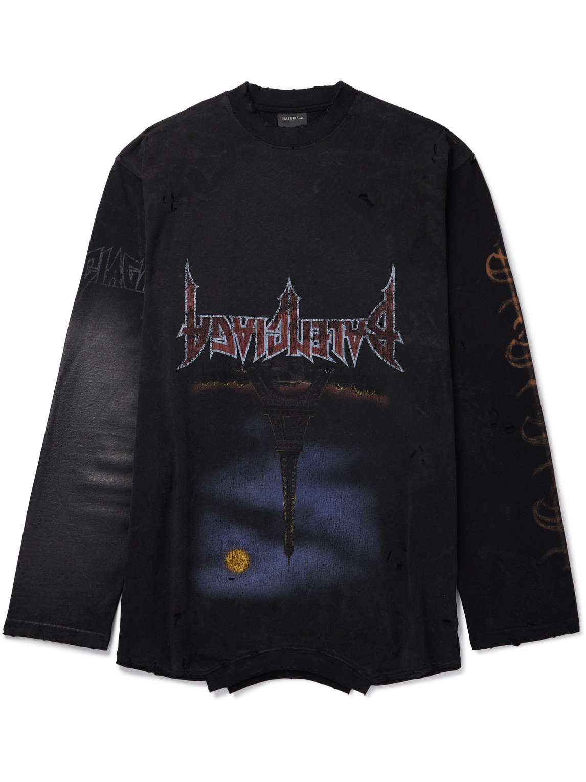 Balenciaga - Upside Down Distressed Printed Cotton-Jersey T