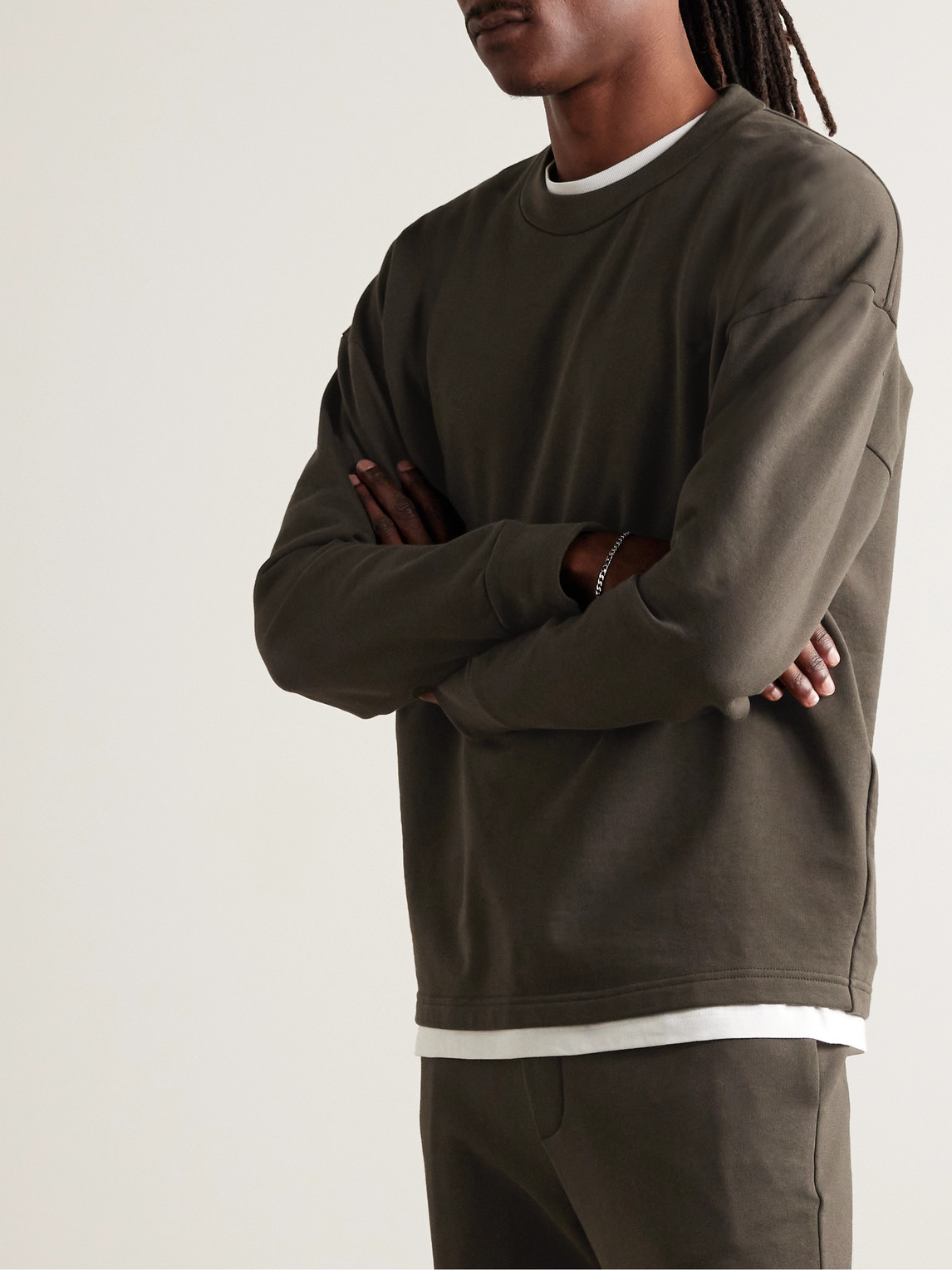 The Row Ezan Cotton-jersey Sweatshirt In Green