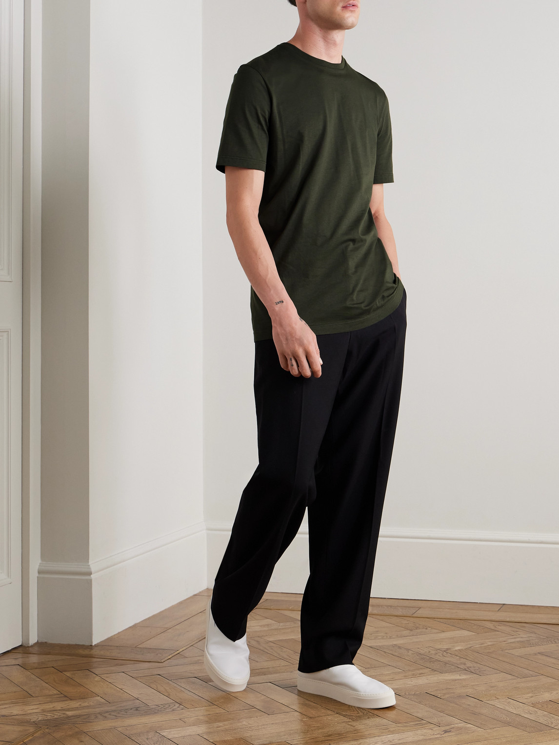 The Row Luke Cotton-jersey T-shirt In Green