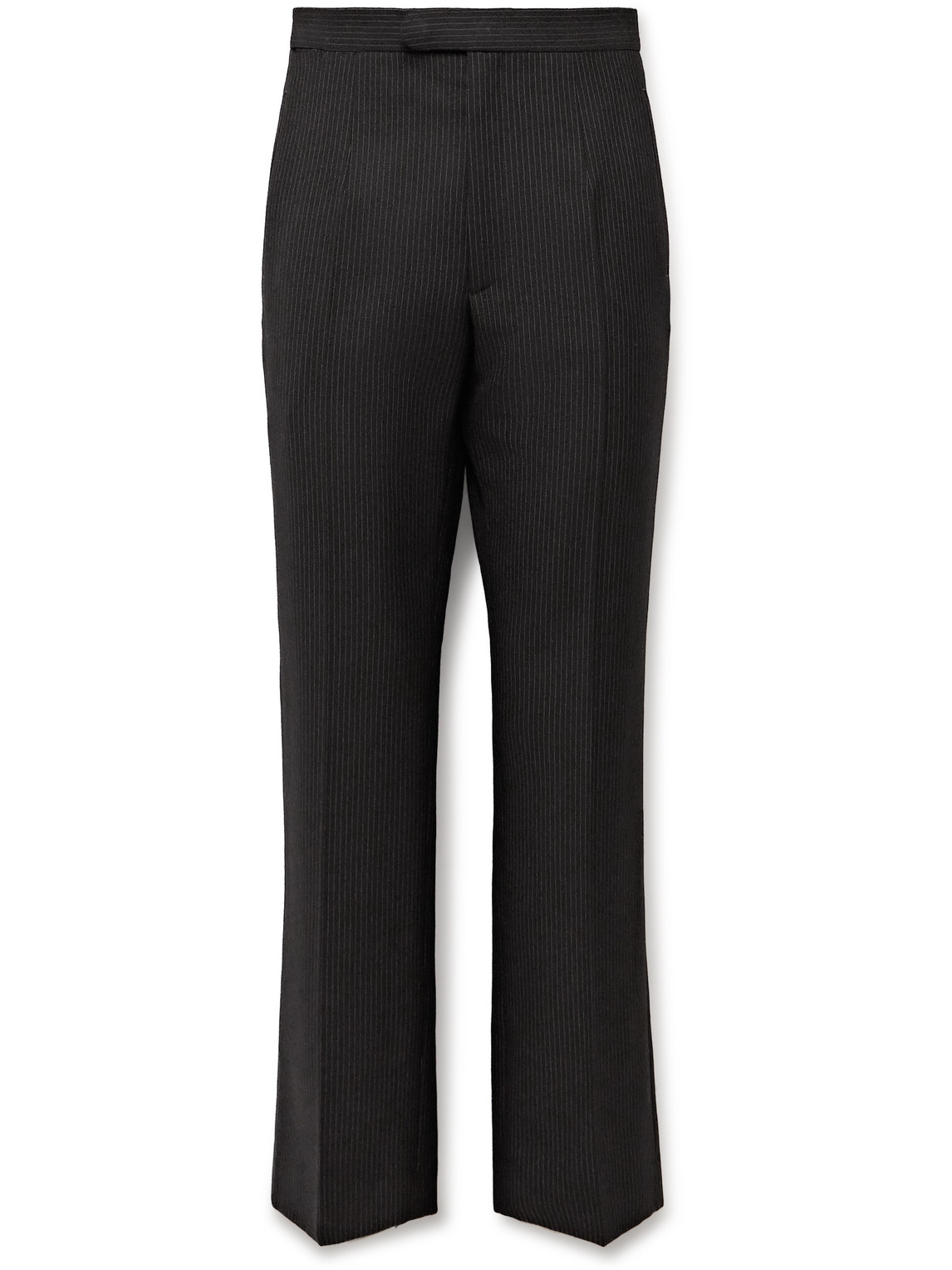 The Row Pinstriped Baird Virgin Wool Pants In Black,grey Me