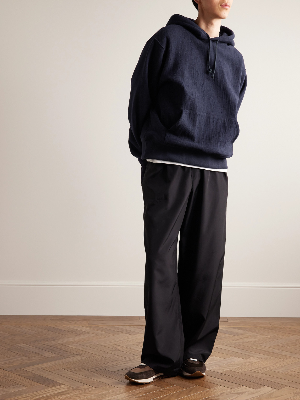 Shop The Row Naoki Brushed Cotton-jersey Hoodie In Blue