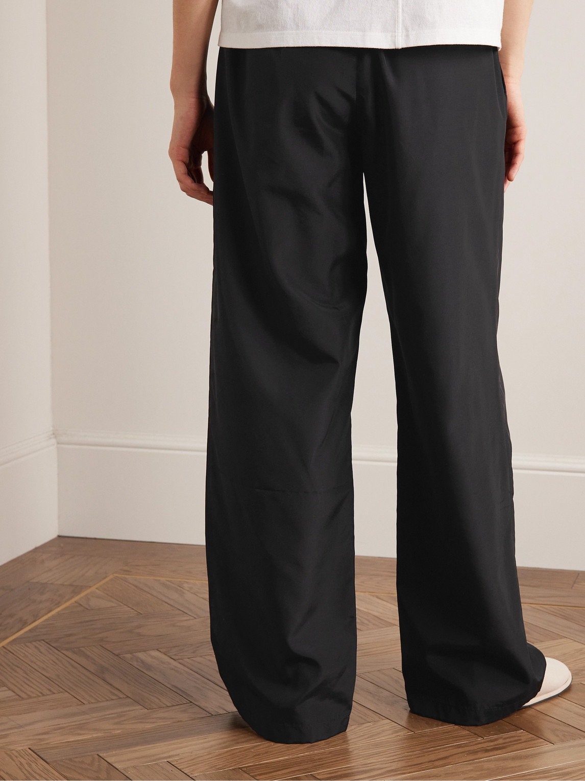 Shop The Row Davide Wide-leg Shell Trousers In Black