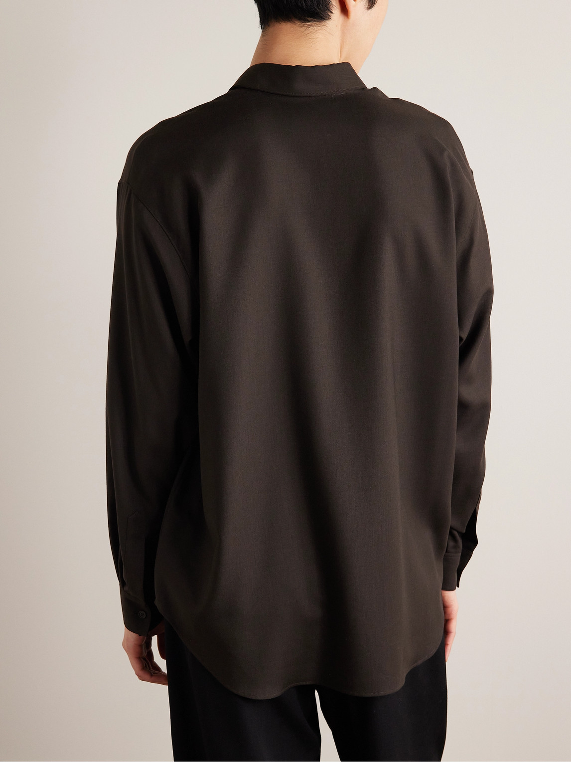 The Row Giorgio Cashmere-twill Shirt In Brown