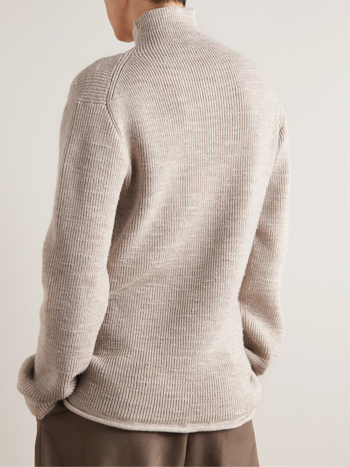 Shop The Row Robbie Ribbed Merino Wool Rollneck Sweater In Neutrals